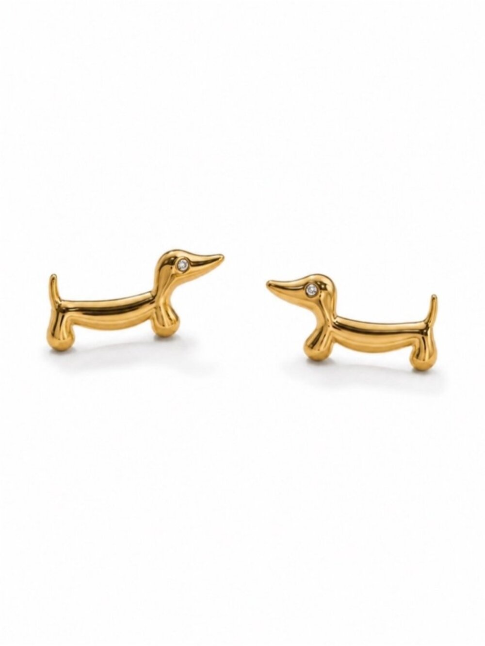 New! 14K Gold Plated Dachshund Post Earrings NWOT 2008 - Picture 1 of 3